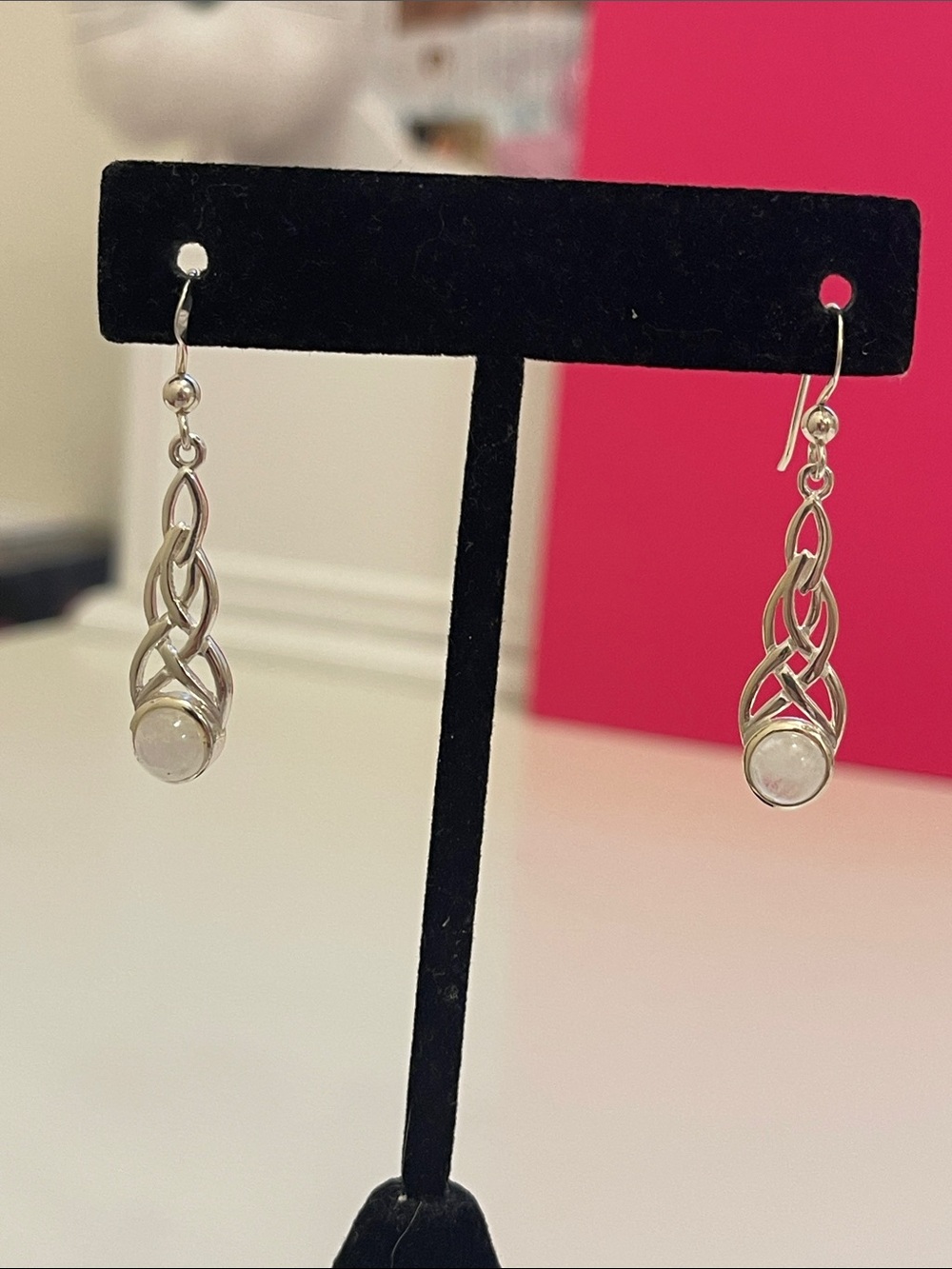 925 Sterling Silver Moonstone Drop Hanging Earrings